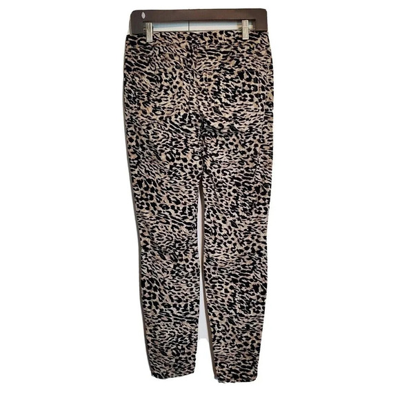 L.e.i Pants Womens Pull On Leopard Print Medium Black Tan Drawstring Wide Band - Picture 4 of 4